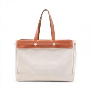 Hermes Herbag Kabasu GM Toile Officier in Brown Calfskin